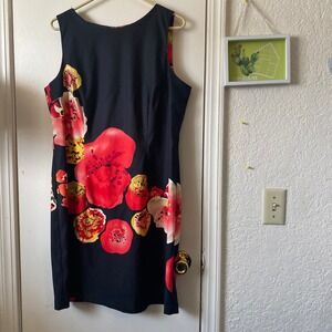 AB 16‎ Womens Black Sleeveless Floral Print Dress bright colorful